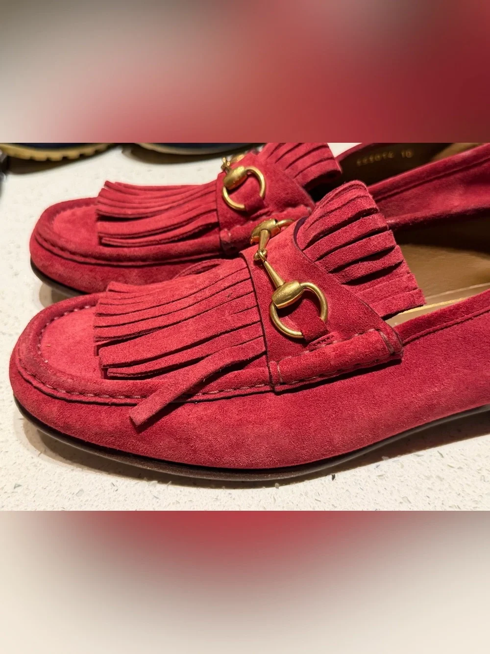 Gucci Red Horsebit 1953 Suede loafers